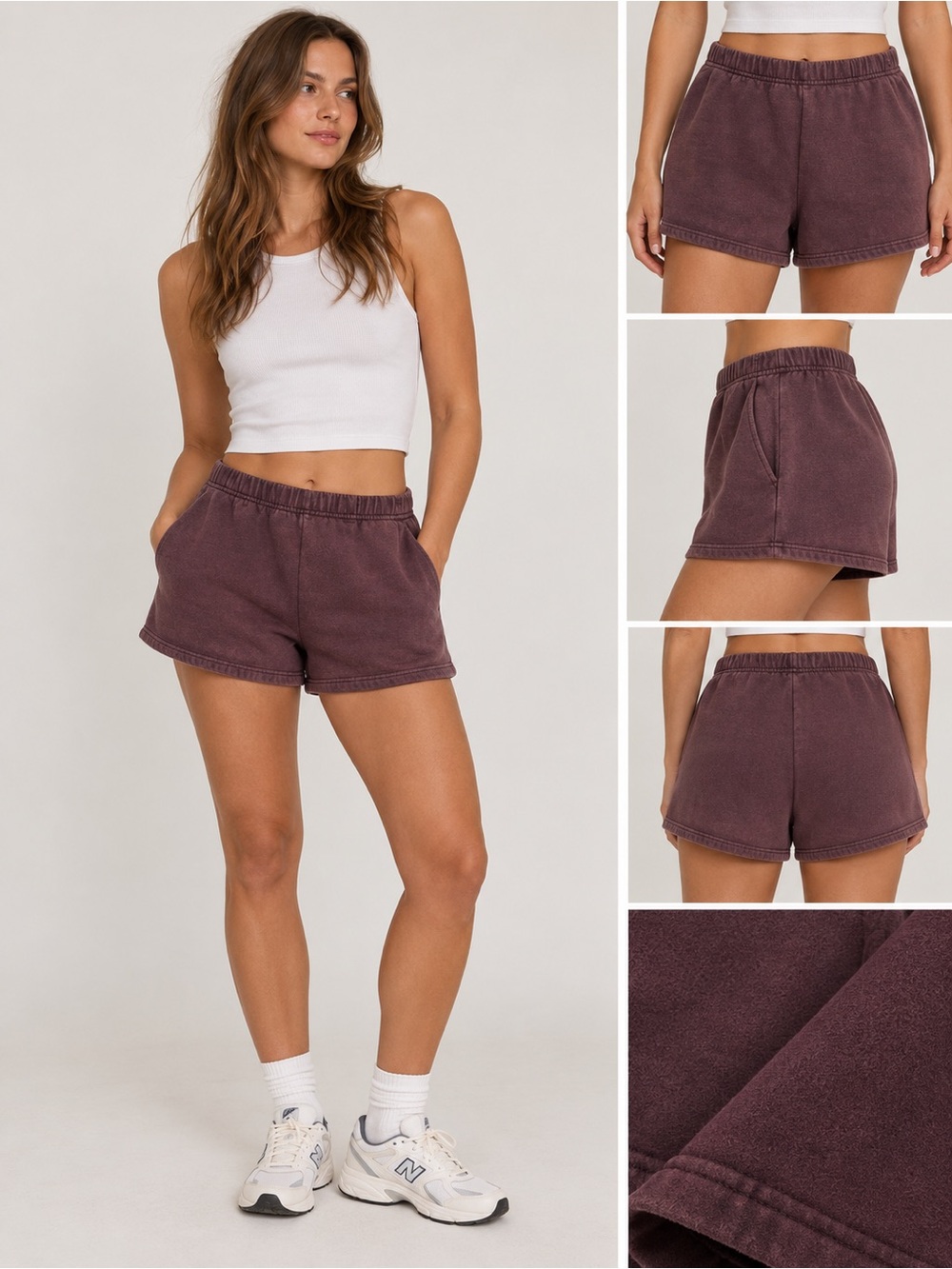 Aritzia TNA Burgundy Fleece Sweatshorts